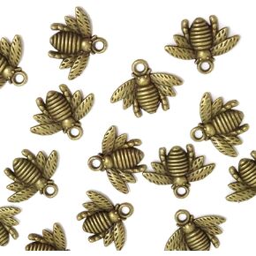 Honbay 50PCS Alloy Bee Honeybee Charm Pendants, DIY Craft Jewelry Making Accessory, 21x16mm (Antique bronze)