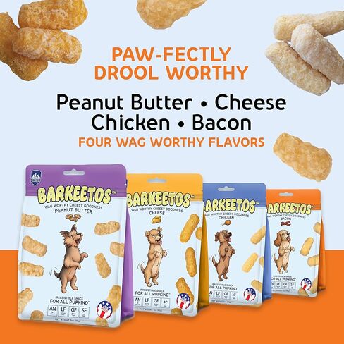 Barkeetos Cheese | Made with Real Himalayan Cheese | Protein Rich - Lactose Free - Gluten Free - Grain Free | USA Made | for All Breeds | 3 oz of Droolicious, Crunchy Goodness in Kuwait