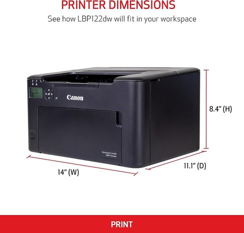 Canon imageCLASS LBP122dw - Monochrome Duplex Wireless Laser Printer, Single Function, Home Office, Mobile Ready, 30 PPM, Black in Kuwait