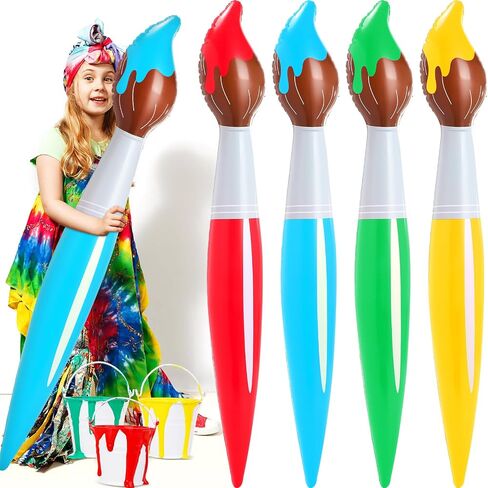 43.3 Inch Giant Inflatable Paint Brushes Large Blow up Colored Paintbrushes Set Art Paint Brushes for Kids Summer Birthday Party Favor Decoration Back to School Classroom, 4 Color in Saudi Arabia