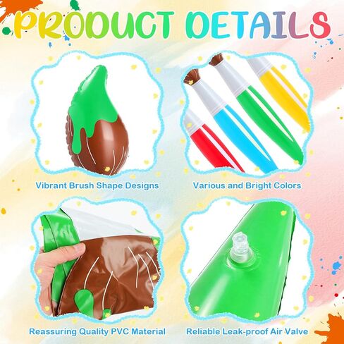 43.3 Inch Giant Inflatable Paint Brushes Large Blow up Colored Paintbrushes Set Art Paint Brushes for Kids Summer Birthday Party Favor Decoration Back to School Classroom, 4 Color in Saudi Arabia