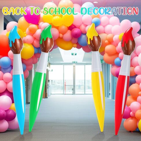 43.3 Inch Giant Inflatable Paint Brushes Large Blow up Colored Paintbrushes Set Art Paint Brushes for Kids Summer Birthday Party Favor Decoration Back to School Classroom, 4 Color in Saudi Arabia