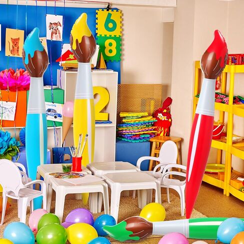 43.3 Inch Giant Inflatable Paint Brushes Large Blow up Colored Paintbrushes Set Art Paint Brushes for Kids Summer Birthday Party Favor Decoration Back to School Classroom, 4 Color in Saudi Arabia