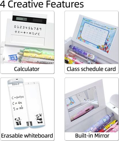 Fingerprint Lock Pencil Case for Friendship Birthday Gift, Best Friend, Classmate, Kids, Long Battery Life, Cute and Multifunction Standing Pen Box with Calculator for Girls/Boys(Panda) in Saudi Arabia