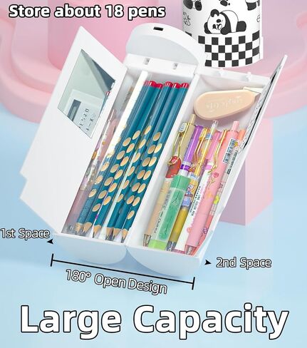 Fingerprint Lock Pencil Case for Friendship Birthday Gift, Best Friend, Classmate, Kids, Long Battery Life, Cute and Multifunction Standing Pen Box with Calculator for Girls/Boys(Panda) in Saudi Arabia