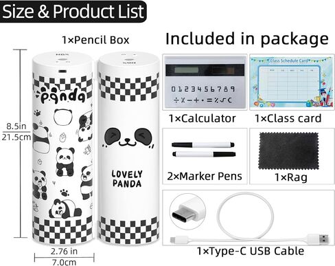 Fingerprint Lock Pencil Case for Friendship Birthday Gift, Best Friend, Classmate, Kids, Long Battery Life, Cute and Multifunction Standing Pen Box with Calculator for Girls/Boys(Panda) in Saudi Arabia
