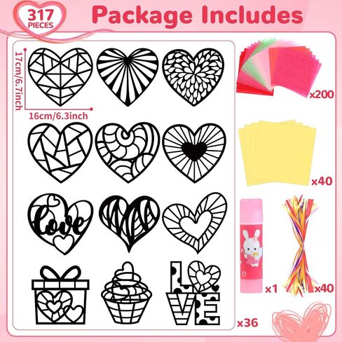 Qyeahkj 36PCS St Patrick's Day Suncatchers Paper Craft Set Saint Patrick DIY Shamrock Window Stained Glass Effect Paper for Window Art Classroom Crafts Creative Art Proiects Kids Party Favors Gift in Saudi Arabia