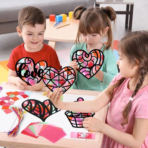 Qyeahkj 36PCS St Patrick's Day Suncatchers Paper Craft Set Saint Patrick DIY Shamrock Window Stained Glass Effect Paper for Window Art Classroom Crafts Creative Art Proiects Kids Party Favors Gift in Saudi Arabia