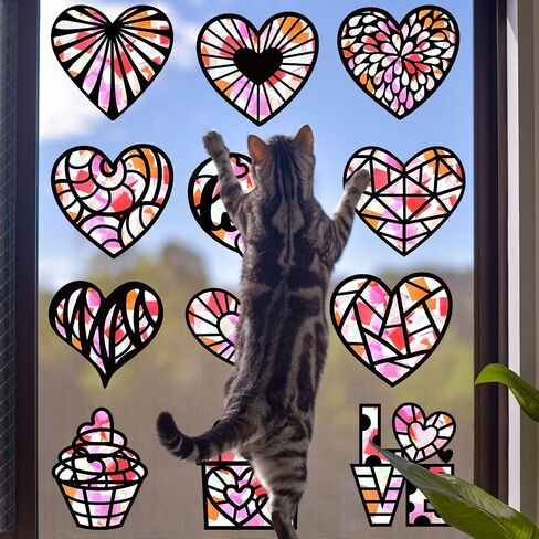 Qyeahkj 36PCS St Patrick's Day Suncatchers Paper Craft Set Saint Patrick DIY Shamrock Window Stained Glass Effect Paper for Window Art Classroom Crafts Creative Art Proiects Kids Party Favors Gift in Saudi Arabia