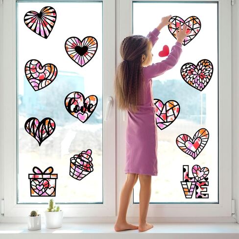 Qyeahkj 36PCS St Patrick's Day Suncatchers Paper Craft Set Saint Patrick DIY Shamrock Window Stained Glass Effect Paper for Window Art Classroom Crafts Creative Art Proiects Kids Party Favors Gift in Saudi Arabia