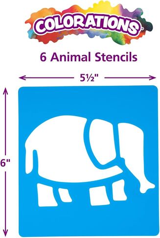 Colorations - EANST Animal Shape Stencils Set of 12 8" Plastic Stencils for Kids Arts and Crafts Material in Kuwait