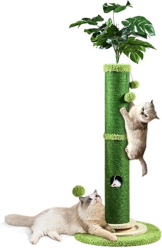 OYX Scratching Posts for Indoor Cats, 42" Tall Monstera Cat Scratching Post, Bottom Mouse Hole and Interactive Ball Track, Top Hanging Interactive Ball for Large Cats, Kittens and All Types of Cats in Saudi Arabia