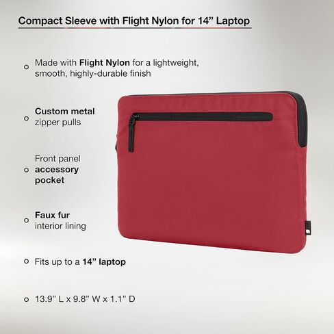 Incase Compact Laptop Sleeve with Flight Nylon MacBook/Laptop/iPad/Tablet Sleeve, and Cover, Lightweight, Weather Resistant, with Slip Pocket for Accessories (Aged Pink, 13-Inch) in Kuwait
