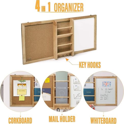 Prosumer's Choice Magnetic Whiteboard & Corkboard Combination, Combo Dry Erase White Board & Cork Board, Message Board with Key and Mail Organizer, Perfect for Office & Home & Kitchen | Bulletin Board in Saudi Arabia