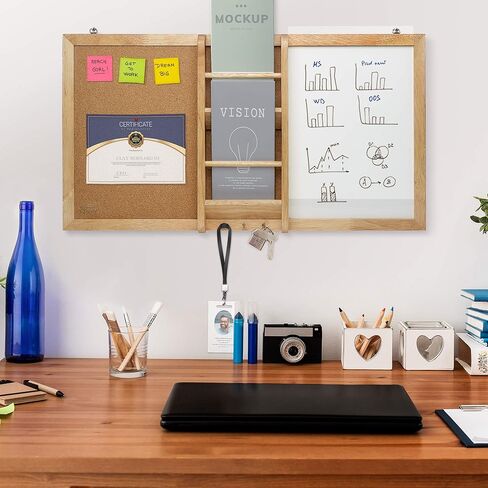 Prosumer's Choice Magnetic Whiteboard & Corkboard Combination, Combo Dry Erase White Board & Cork Board, Message Board with Key and Mail Organizer, Perfect for Office & Home & Kitchen | Bulletin Board in Saudi Arabia