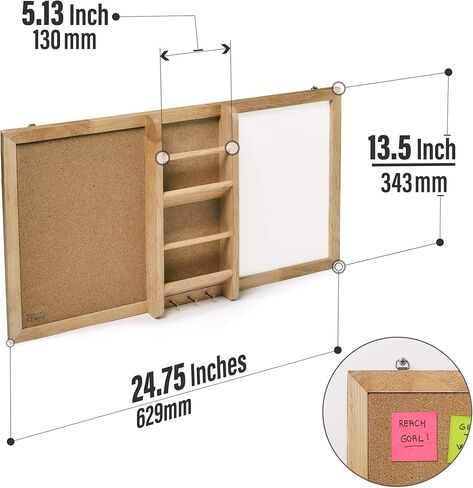 Prosumer's Choice Magnetic Whiteboard & Corkboard Combination, Combo Dry Erase White Board & Cork Board, Message Board with Key and Mail Organizer, Perfect for Office & Home & Kitchen | Bulletin Board in Saudi Arabia