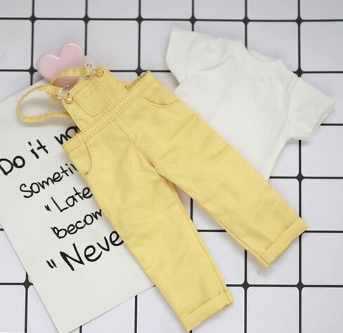 Blyth BJD clothes 30cm 1/6 BJD SD YOSD doll clothes Fashion Denim overalls pants and Short sleeve T-shirt set doll accessories (blue) in Saudi Arabia