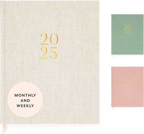 Sugar Paper 2026 Desk Agenda, Weekly and Monthly, January to December, 8.25" x 10.25", Calendar for Women, Fabric Bound Planner, 12 Month, Shoreline Stripe in Saudi Arabia