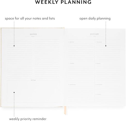 Sugar Paper 2026 Desk Agenda, Weekly and Monthly, January to December, 8.25" x 10.25", Calendar for Women, Fabric Bound Planner, 12 Month, Shoreline Stripe in Saudi Arabia