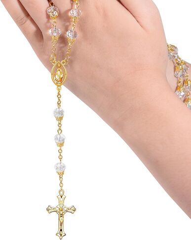 60Pcs/30Sets Rosary Making Kits Supplies Religion Cross and Center Medal Charms Jesus Crucifix Oval Alloy Pendant for Diy Prayer Necklace Catholic Jewelry in Kuwait