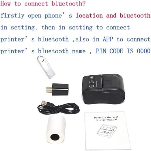 Bluetooth Thermal Receipt Printer 58mm, Android Wireless Portable Mini Pocket Invoice Bill Ticket pos Printer for Small Business, Compatible with Android/Windows/Linux,NOT for iOS/ipad/MAC in Saudi Arabia