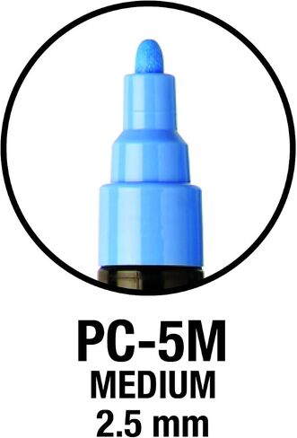 Posca PC-5M Water Based Permanent Marker Paint Pens. Medium Tip for Art & Crafts. Multi Surface Use On Wood Metal Paper Canvas Cardboard Glass Fabric Ceramic Rock Stone Pebble Porcelain. Set of 8 in Saudi Arabia