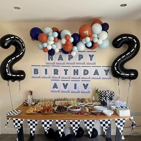 Race Car Number 2 Balloons,40 Inch Racing Car 2 Birthday Balloons Two Fast Balloon Race Track Black 2 Balloon Number for Cars Theme Birthday Party in Saudi Arabia