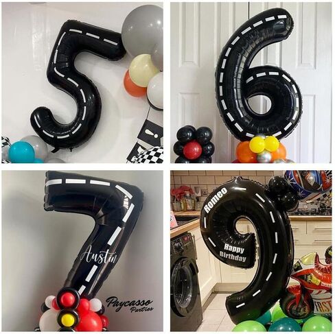 Race Car Number 2 Balloons,40 Inch Racing Car 2 Birthday Balloons Two Fast Balloon Race Track Black 2 Balloon Number for Cars Theme Birthday Party in Saudi Arabia