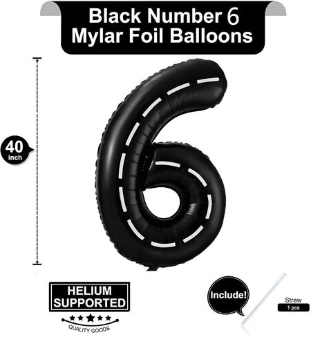 Race Car Number 2 Balloons,40 Inch Racing Car 2 Birthday Balloons Two Fast Balloon Race Track Black 2 Balloon Number for Cars Theme Birthday Party in Saudi Arabia