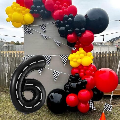 Race Car Number 2 Balloons,40 Inch Racing Car 2 Birthday Balloons Two Fast Balloon Race Track Black 2 Balloon Number for Cars Theme Birthday Party in Saudi Arabia