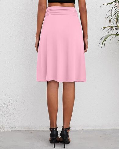 3 Pack Womens Midi Skirts Flowy Lightweight Knee Length Casual Elastic Waist Modest Flared Skirts Trendy Summer in Kuwait