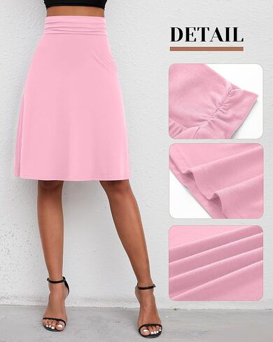 3 Pack Womens Midi Skirts Flowy Lightweight Knee Length Casual Elastic Waist Modest Flared Skirts Trendy Summer in Kuwait
