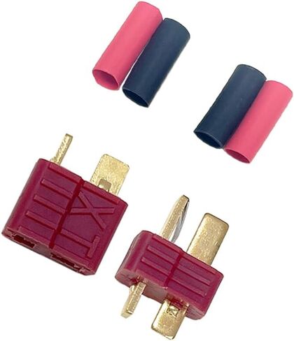 20Pcs 10 Pairs Red Color 4Grips Antis Ultra Deans T-Plug Connectors Male & Female Pins w/Shrink Tubing For RC Battery Pack Dual Charger Motor ESC And Other Electric Parts (10Pairs 4Grips T plug) in Saudi Arabia