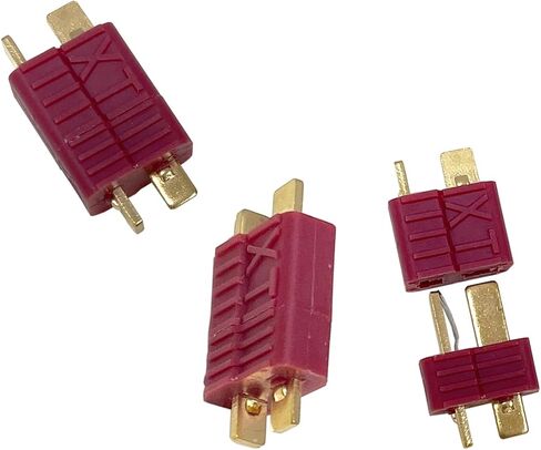 20Pcs 10 Pairs Red Color 4Grips Antis Ultra Deans T-Plug Connectors Male & Female Pins w/Shrink Tubing For RC Battery Pack Dual Charger Motor ESC And Other Electric Parts (10Pairs 4Grips T plug) in Saudi Arabia