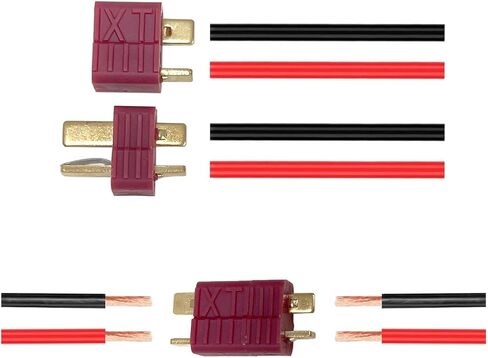 20Pcs 10 Pairs Red Color 4Grips Antis Ultra Deans T-Plug Connectors Male & Female Pins w/Shrink Tubing For RC Battery Pack Dual Charger Motor ESC And Other Electric Parts (10Pairs 4Grips T plug) in Saudi Arabia