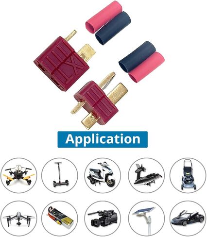 20Pcs 10 Pairs Red Color 4Grips Antis Ultra Deans T-Plug Connectors Male & Female Pins w/Shrink Tubing For RC Battery Pack Dual Charger Motor ESC And Other Electric Parts (10Pairs 4Grips T plug) in Saudi Arabia