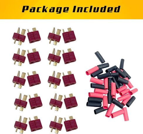 20Pcs 10 Pairs Red Color 4Grips Antis Ultra Deans T-Plug Connectors Male & Female Pins w/Shrink Tubing For RC Battery Pack Dual Charger Motor ESC And Other Electric Parts (10Pairs 4Grips T plug) in Saudi Arabia