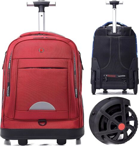 Rolling Backpack for Adults, Backpack with Wheels, Large Wheeled Backpack with Laptop Waterproof Compartment, Roller Backpack on Wheels, Suitable for Leisure Outdoor Business Travel (Black) in Saudi Arabia