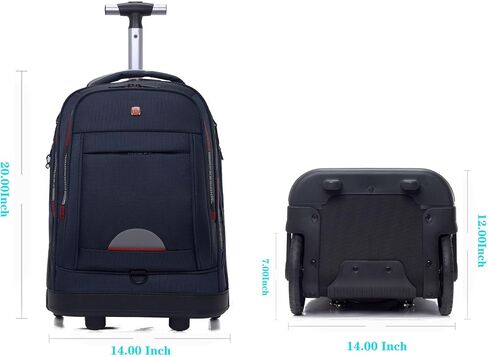 Rolling Backpack for Adults, Backpack with Wheels, Large Wheeled Backpack with Laptop Waterproof Compartment, Roller Backpack on Wheels, Suitable for Leisure Outdoor Business Travel (Black) in Saudi Arabia