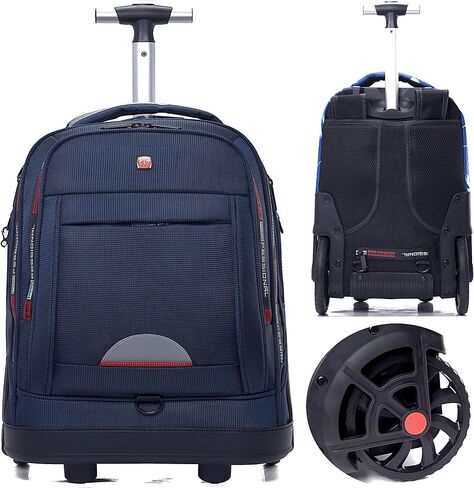 Rolling Backpack for Adults, Backpack with Wheels, Large Wheeled Backpack with Laptop Waterproof Compartment, Roller Backpack on Wheels, Suitable for Leisure Outdoor Business Travel (Black) in Saudi Arabia