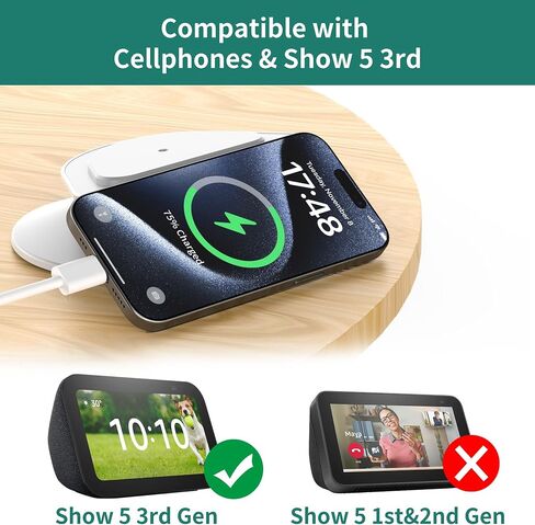 HomeMount Echo Show 5 3rd Stand - Tilt 18 Degrees إلى الأمام والخلف المغناطيسي غير القابل للانزلاق الهواتف المحمولة القابلة للتعديل وإظهار 5 ملحقات (أبيض) in Kuwait
