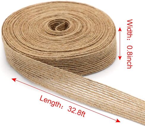 4 Rolls of Natural Burlap Fabric with Burlap Ribbon for Christmas Tree Gift Wrapping Wedding Event Party Home Bows Crafts Decoration, 11 Yards Long 0.8 inch Wide Each Roll (Natural) in Saudi Arabia