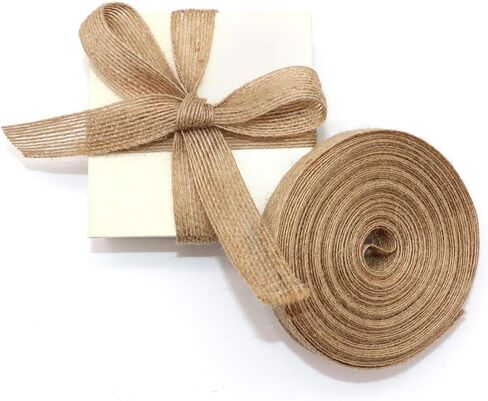 4 Rolls of Natural Burlap Fabric with Burlap Ribbon for Christmas Tree Gift Wrapping Wedding Event Party Home Bows Crafts Decoration, 11 Yards Long 0.8 inch Wide Each Roll (Natural) in Saudi Arabia