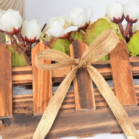 4 Rolls of Natural Burlap Fabric with Burlap Ribbon for Christmas Tree Gift Wrapping Wedding Event Party Home Bows Crafts Decoration, 11 Yards Long 0.8 inch Wide Each Roll (Natural) in Saudi Arabia