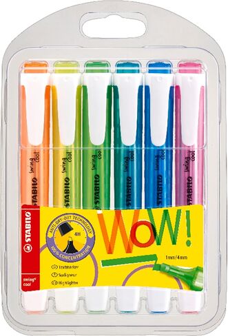 Highlighter - STABILO swing cool - Pack of 6 - Assorted Colors in Kuwait