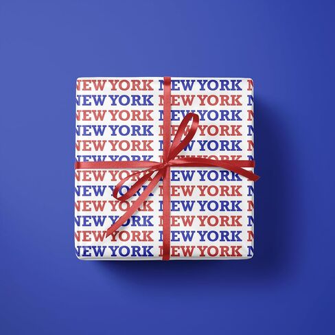 LeZakaa New York Gift Wrapping Paper Roll, New York Lettering in Bule & Red, City Wrapping paper for Birthday, Holiday Vacation Travel Gift Wrap, Mini Roll, 17 inches x 16.4 Feet (23.2 sq.ft.) in Saudi Arabia