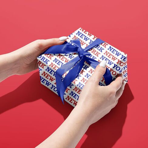 LeZakaa New York Gift Wrapping Paper Roll, New York Lettering in Bule & Red, City Wrapping paper for Birthday, Holiday Vacation Travel Gift Wrap, Mini Roll, 17 inches x 16.4 Feet (23.2 sq.ft.) in Saudi Arabia