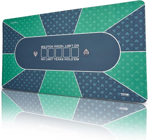 VEVOR Poker Table Top, 70 x 35 Inch Poker Mat for Table, 6-8 Players Foldable Poker Table Top with Carrying Bag, Folding Poker Table Topper for Poker Games, Poker Room, Rectangle, Green in Saudi Arabia