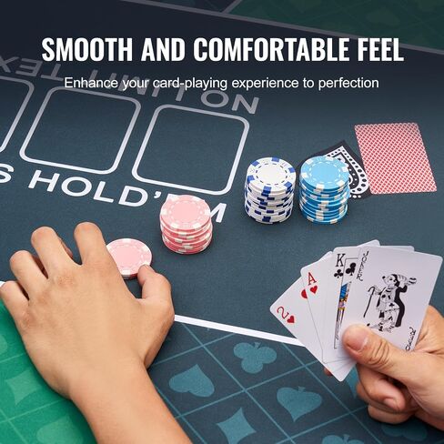 VEVOR Poker Table Top, 70 x 35 Inch Poker Mat for Table, 6-8 Players Foldable Poker Table Top with Carrying Bag, Folding Poker Table Topper for Poker Games, Poker Room, Rectangle, Green in Saudi Arabia