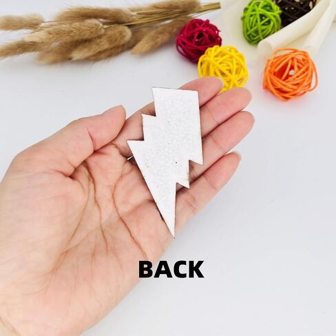 16 Pcs White Lightning Chenille patches with Gold Edges, Iron on Patches for Hats Clothes Bags Backpacks Jeans Repair. (16 pcs white) in Saudi Arabia